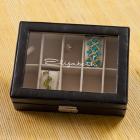 Leather Women&#039;s Black Engraved Jewelry Box
