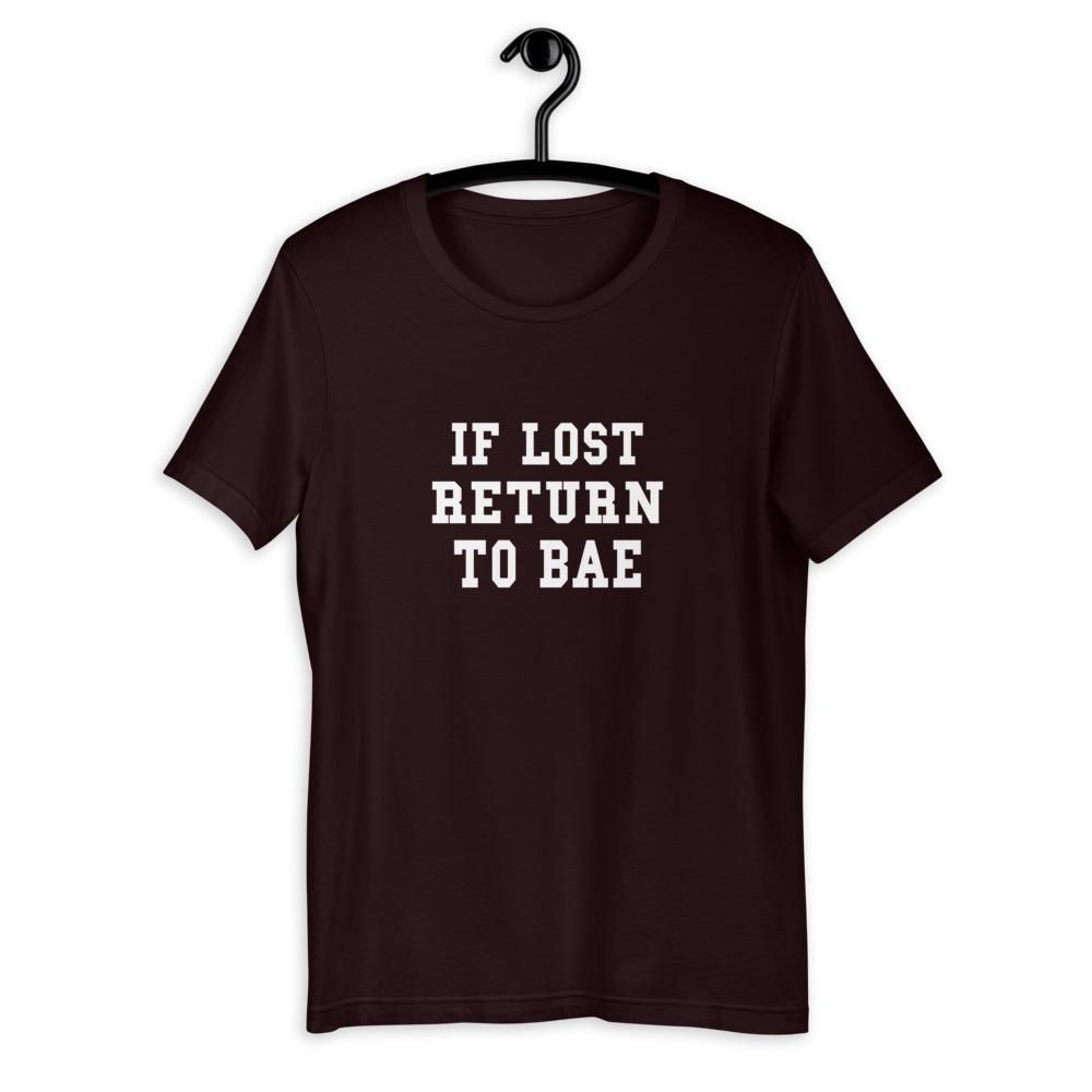If Lost Return To Bae Couples T-Shirt (Oxblood)