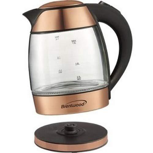 BRENTWOOD® APPLIANCES KT-1960BK 1.8-LITER CORDLESS GLASS ELECTRIC KETTLE WITH TEA INFUSER (Rose Gold)