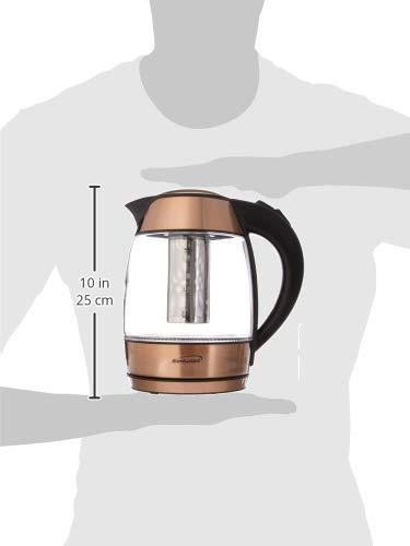 BRENTWOOD® APPLIANCES KT-1960BK 1.8-LITER CORDLESS GLASS ELECTRIC KETTLE WITH TEA INFUSER (Rose Gold)