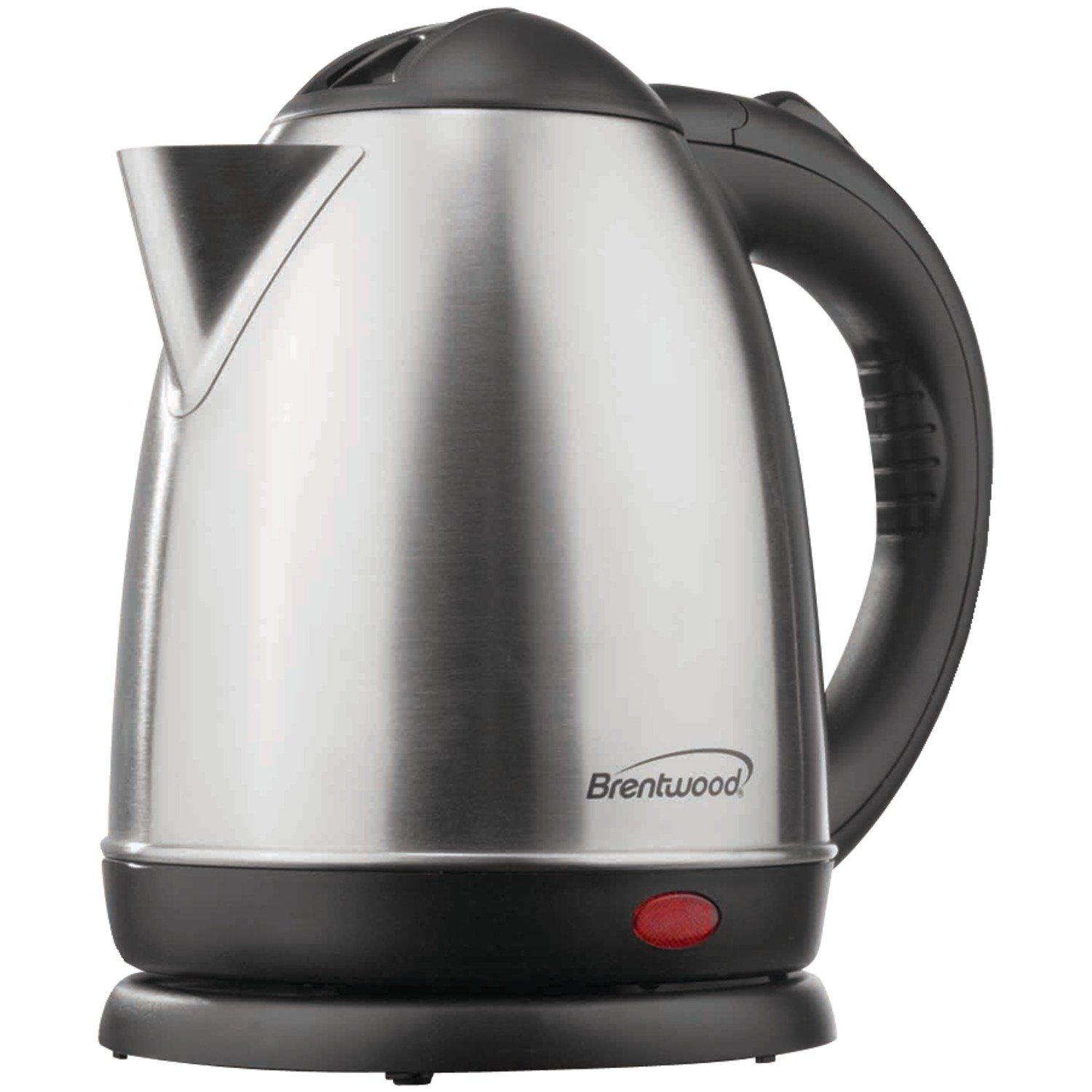 BRENTWOOD® KT-1780 1.5-LITER STAINLESS STEEL CORDLESS ELECTRIC KETTLE (Silver/Black)