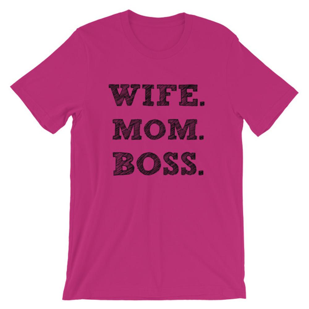Wife, Mom, Boss Women's T-Shirt (Berry)