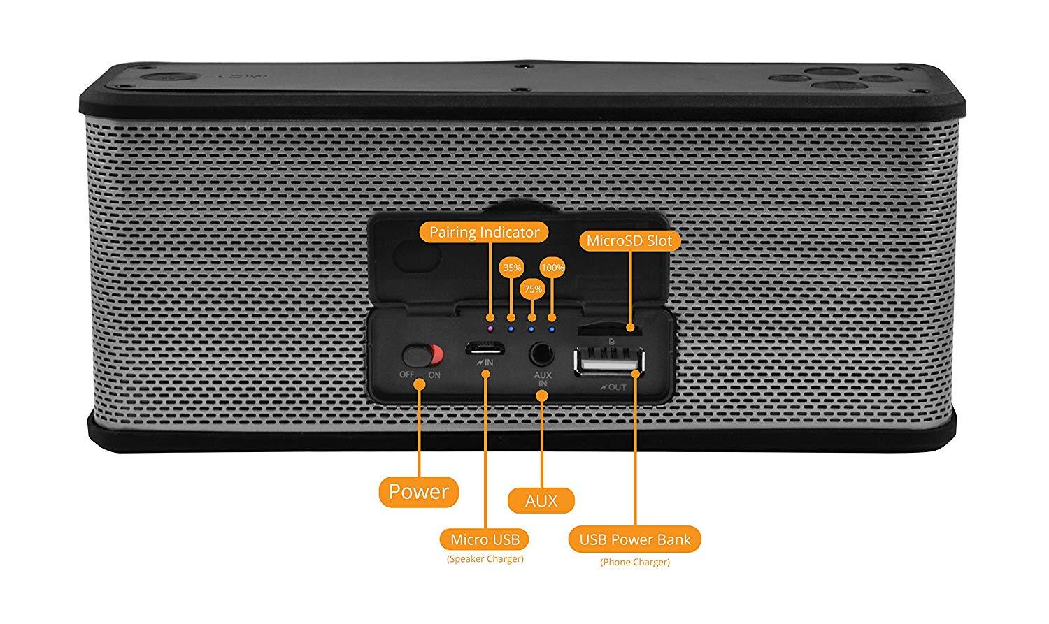 EMATIC® ESR102 RUGGED LIFE BLUETOOTH® SPEAKER WITH POWER BANK