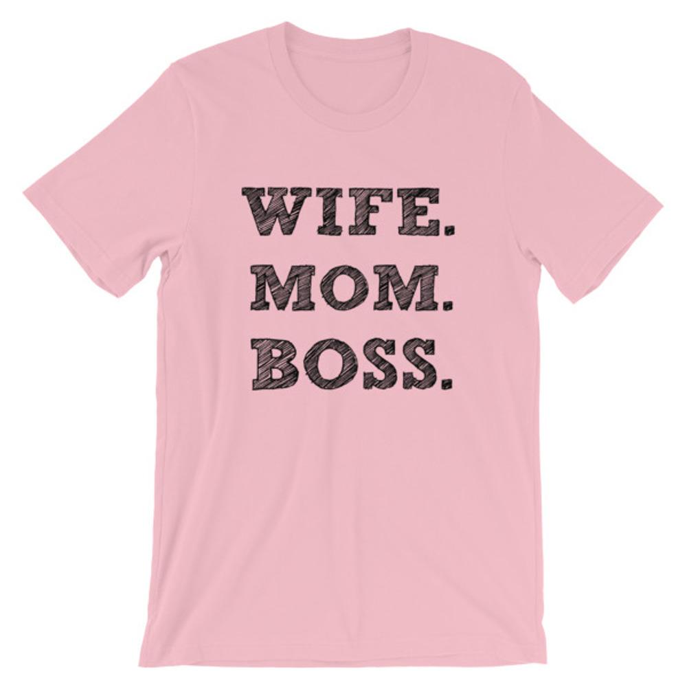 Wife, Mom, Boss Women's T-Shirt (Pink)