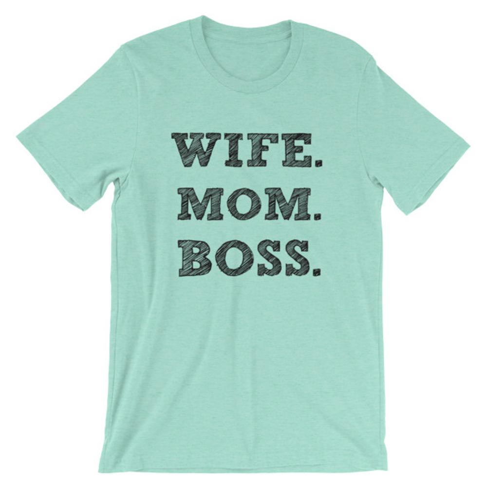 Wife, Mom, Boss Women's T-Shirt (Heather Mint)