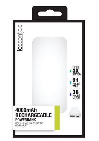 IESSENTIALS® IEC-PB4-WT 4,000MAH POWER BANK (WHITE)