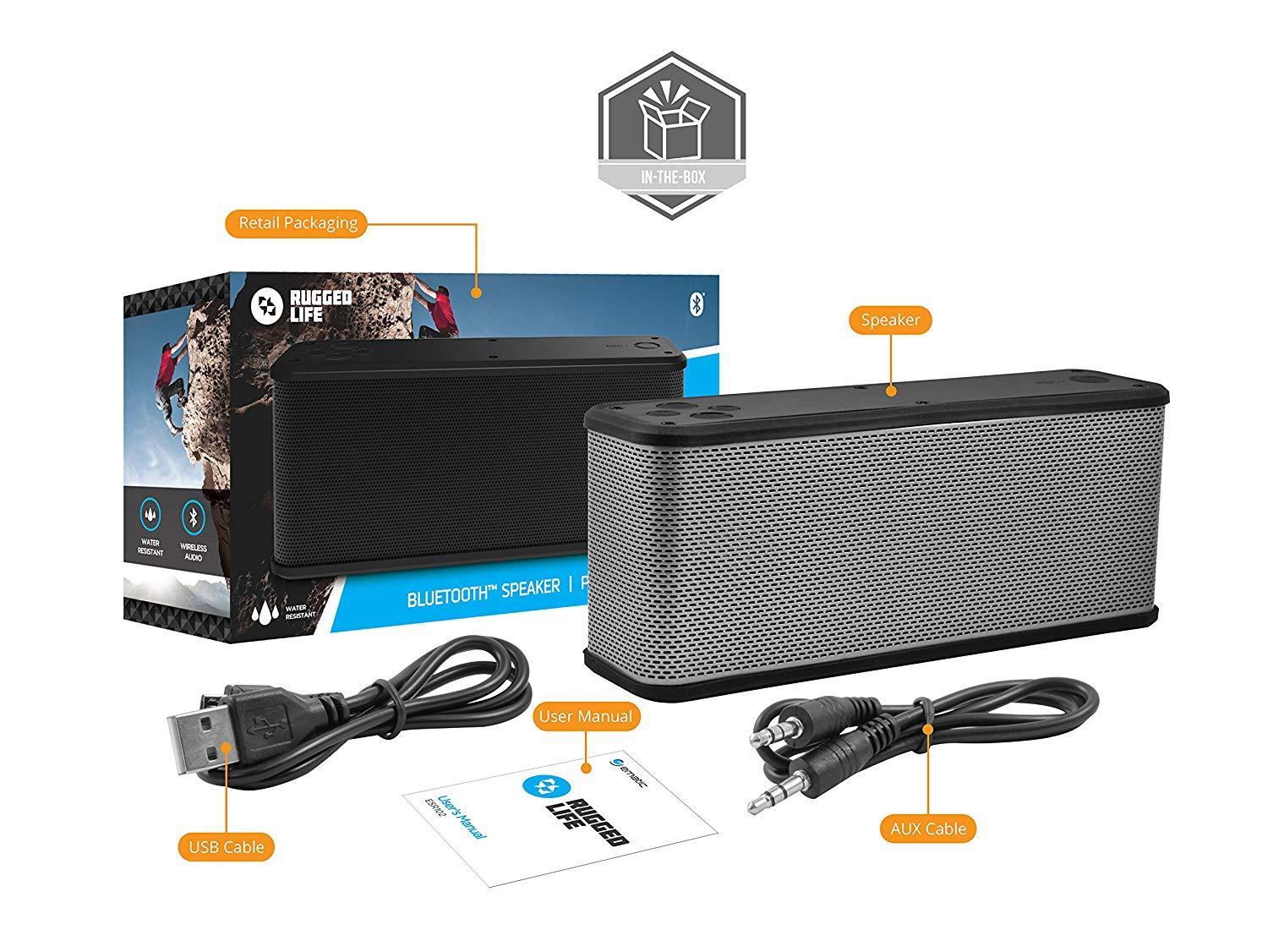 EMATIC® ESR102 RUGGED LIFE BLUETOOTH® SPEAKER WITH POWER BANK
