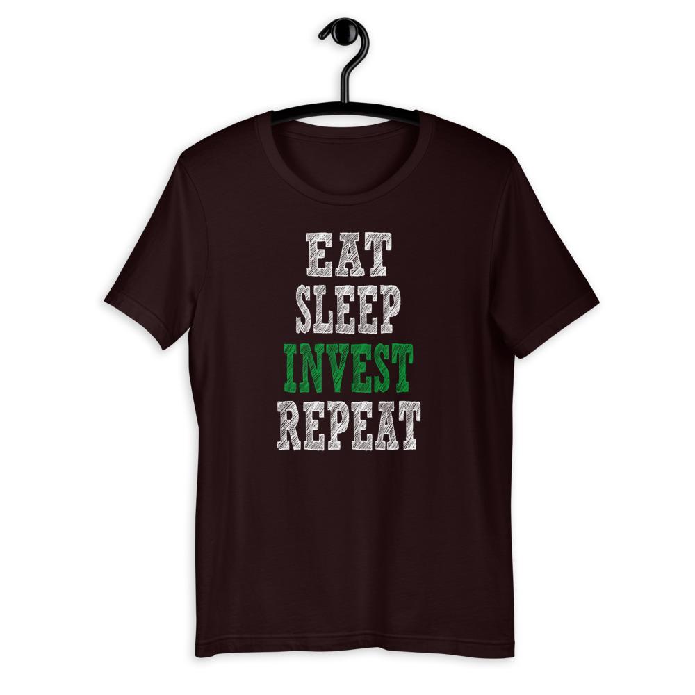 Eat, Sleep, Invest, Repeat Men's T-Shirt (Oxblood)