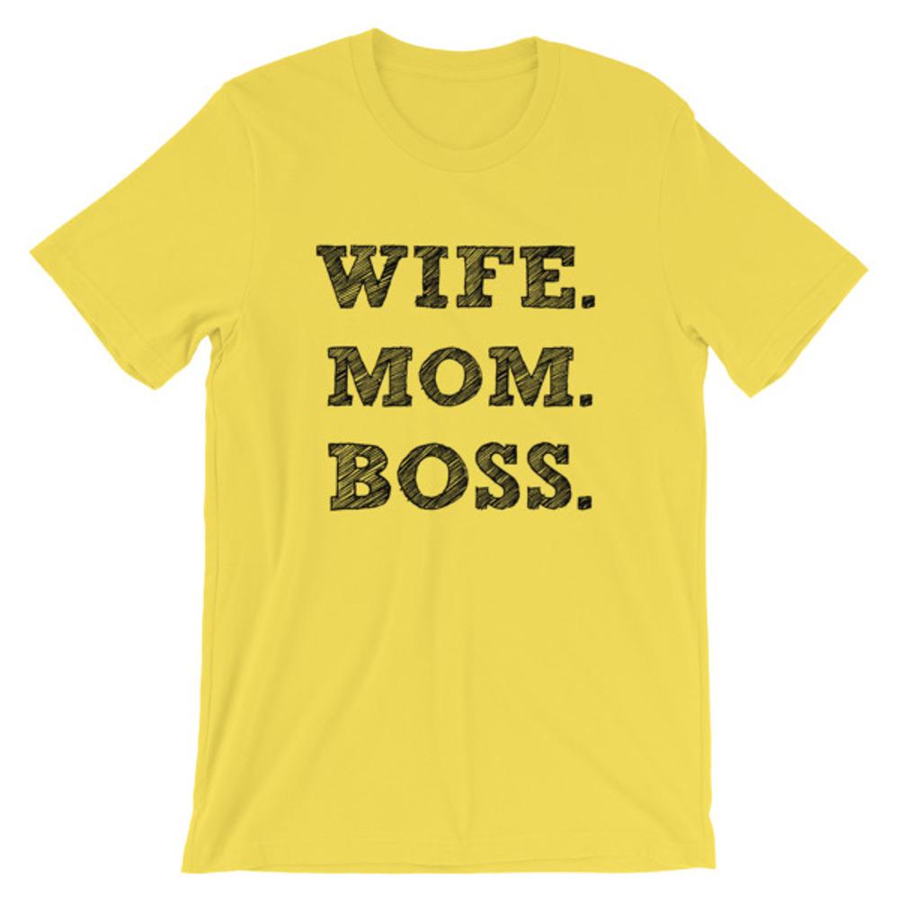 Wife, Mom, Boss Women's T-Shirt (Yellow)