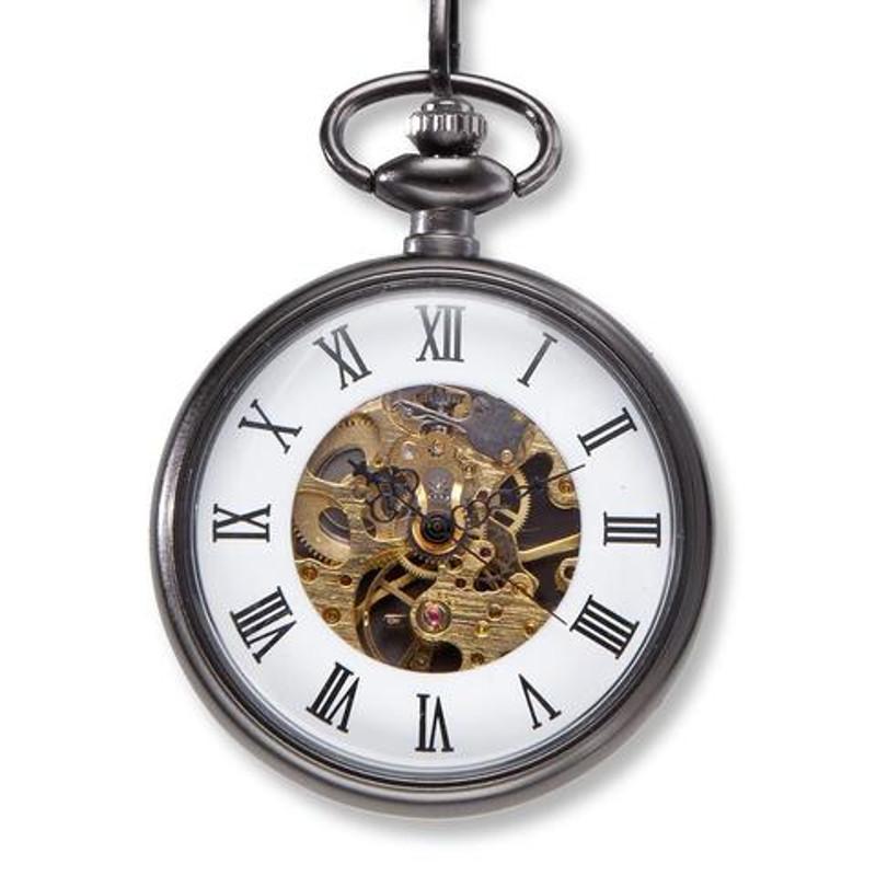 Exposed Gunmetal Pocket Watch